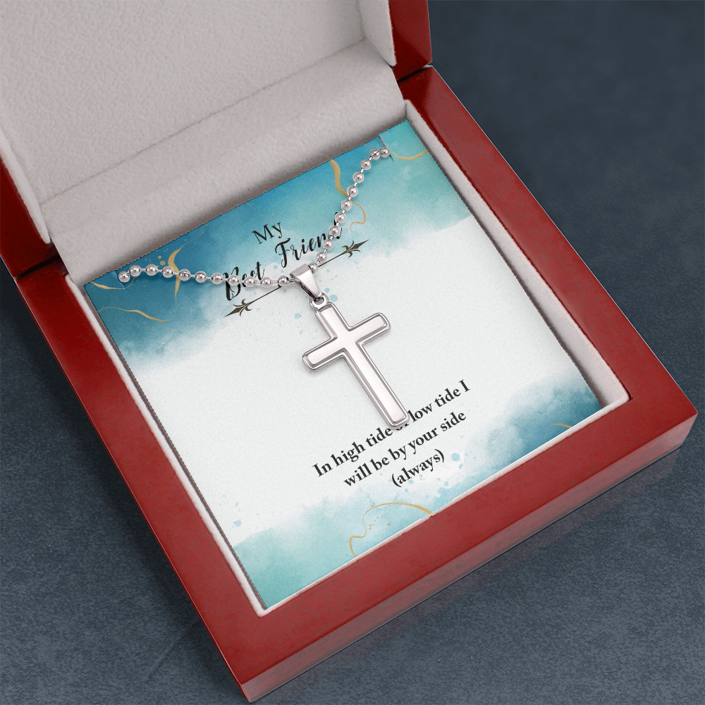 My Best Friend High Tide or Low Tide Artisan Cross Necklace