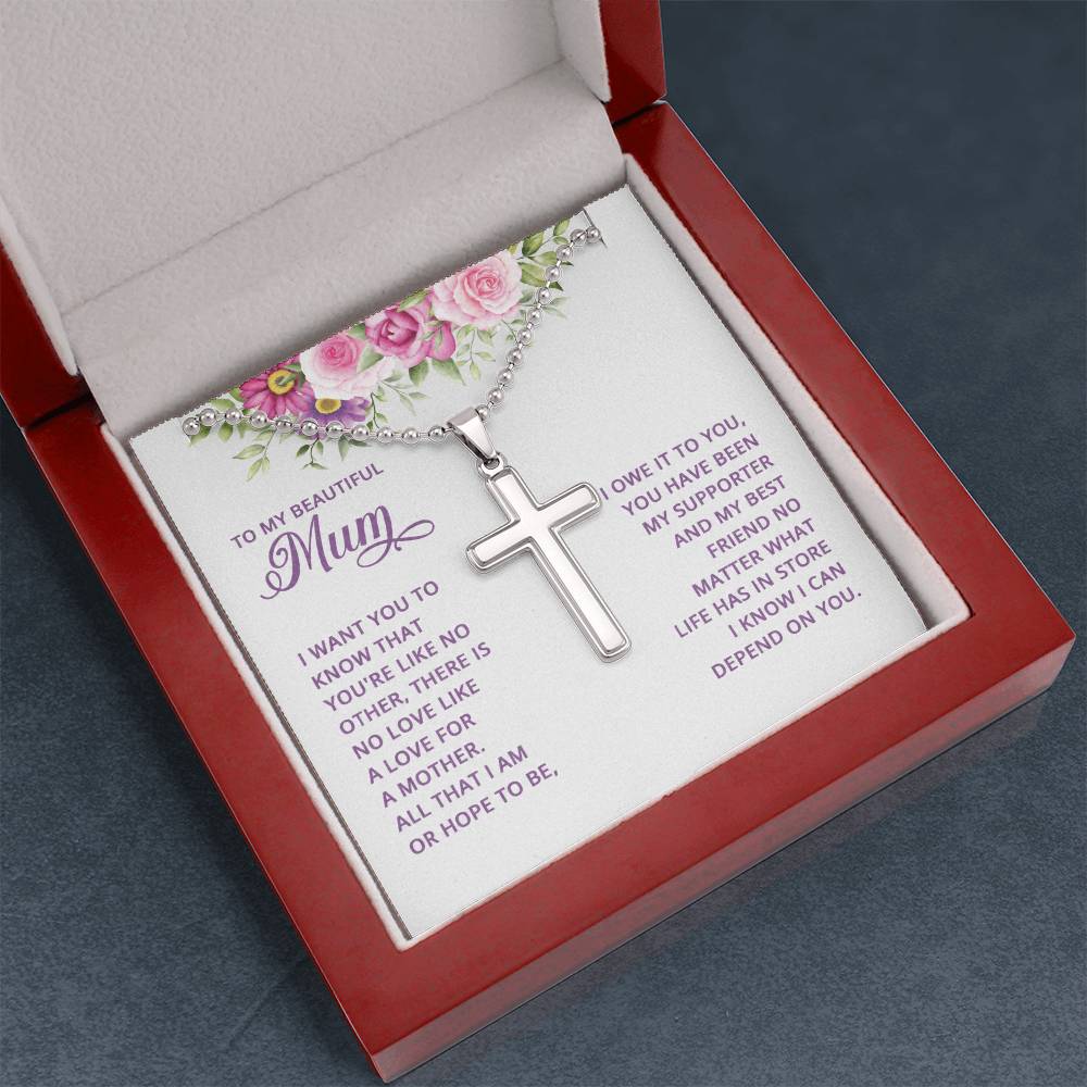 Artisan Cross Necklace with Ball Chain