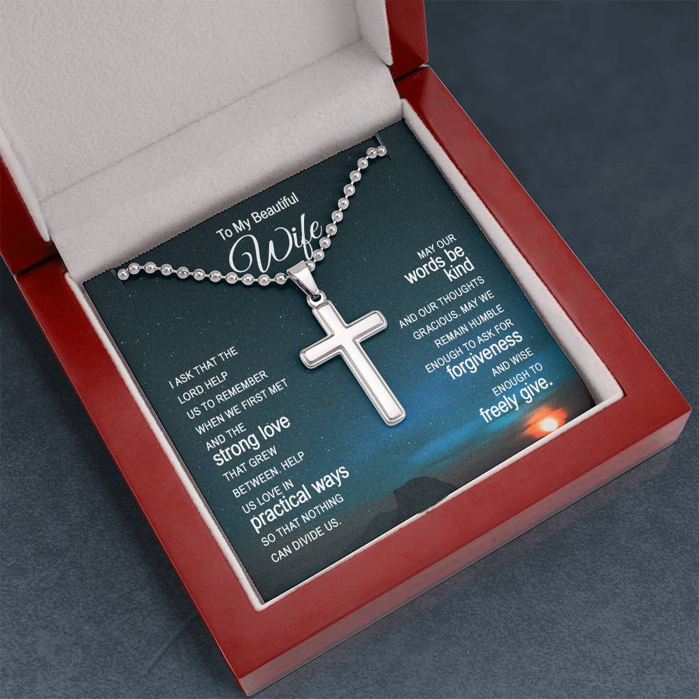 Artisan Cross Necklace with Ball Chain
