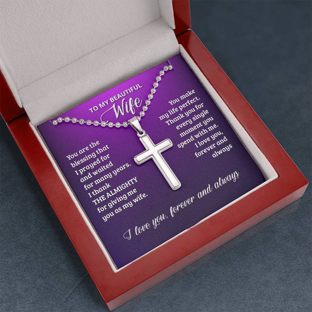Artisan Cross Necklace with Ball Chain