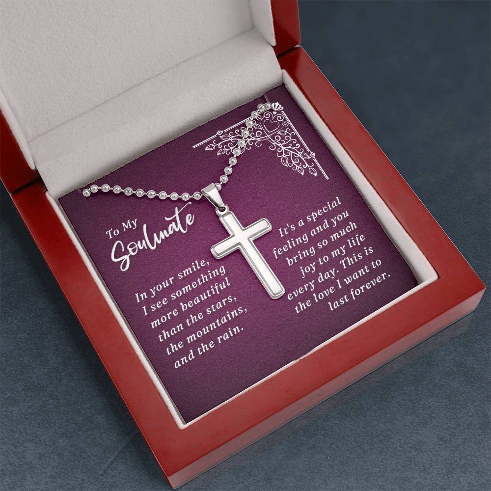 Artisan Cross Necklace with Ball Chain
