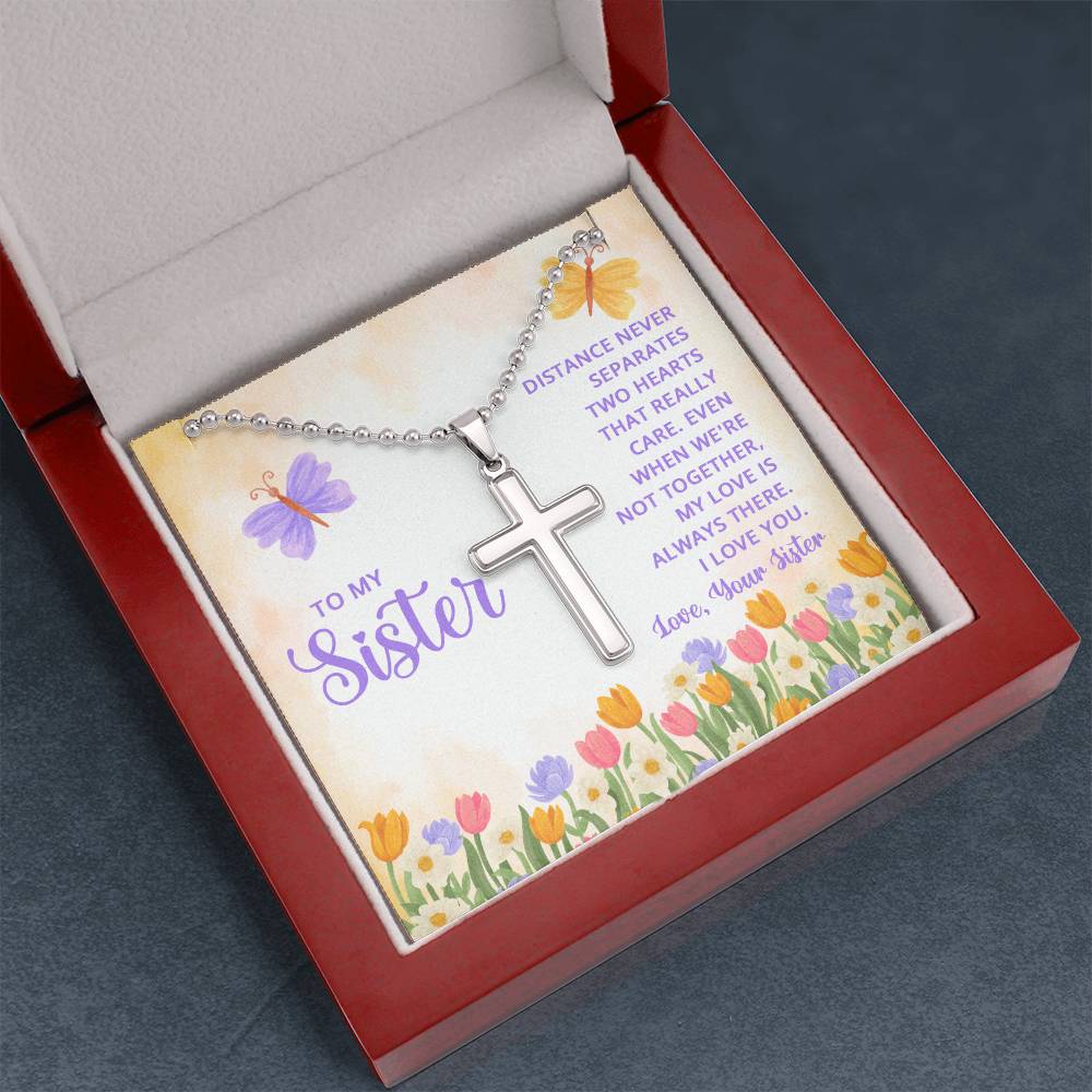 Artisan Cross Necklace with Ball Chain