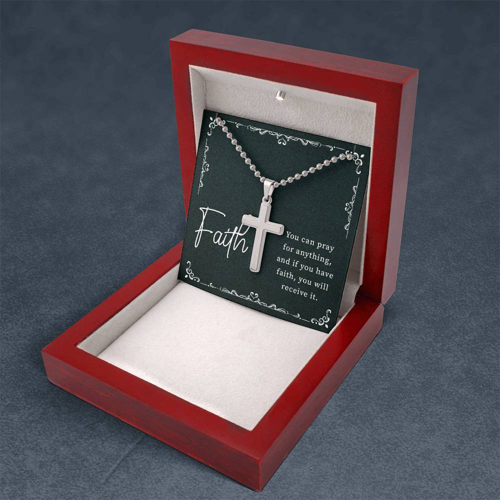 Artisan Cross Necklace with Ball Chain