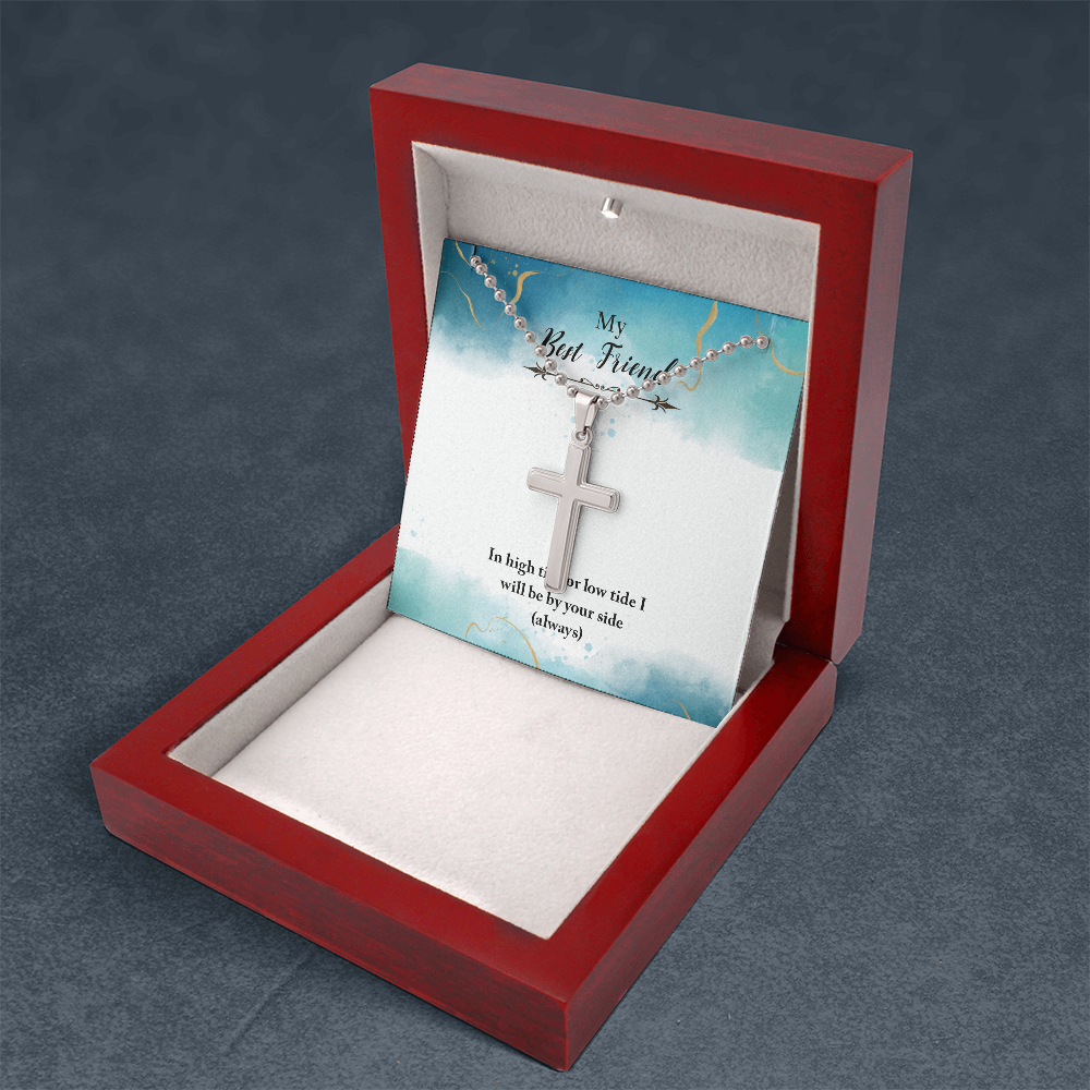 My Best Friend High Tide or Low Tide Artisan Cross Necklace