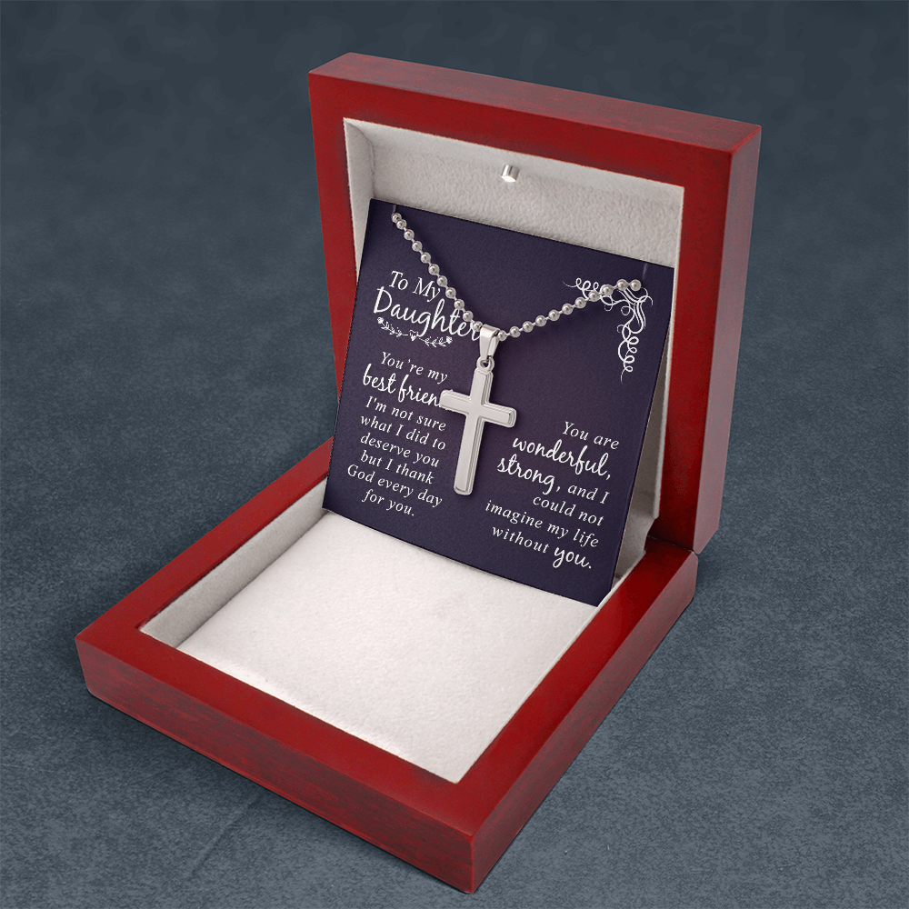 Artisan Cross Necklace with Ball Chain