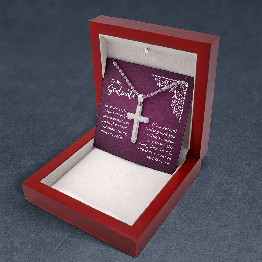Artisan Cross Necklace with Ball Chain