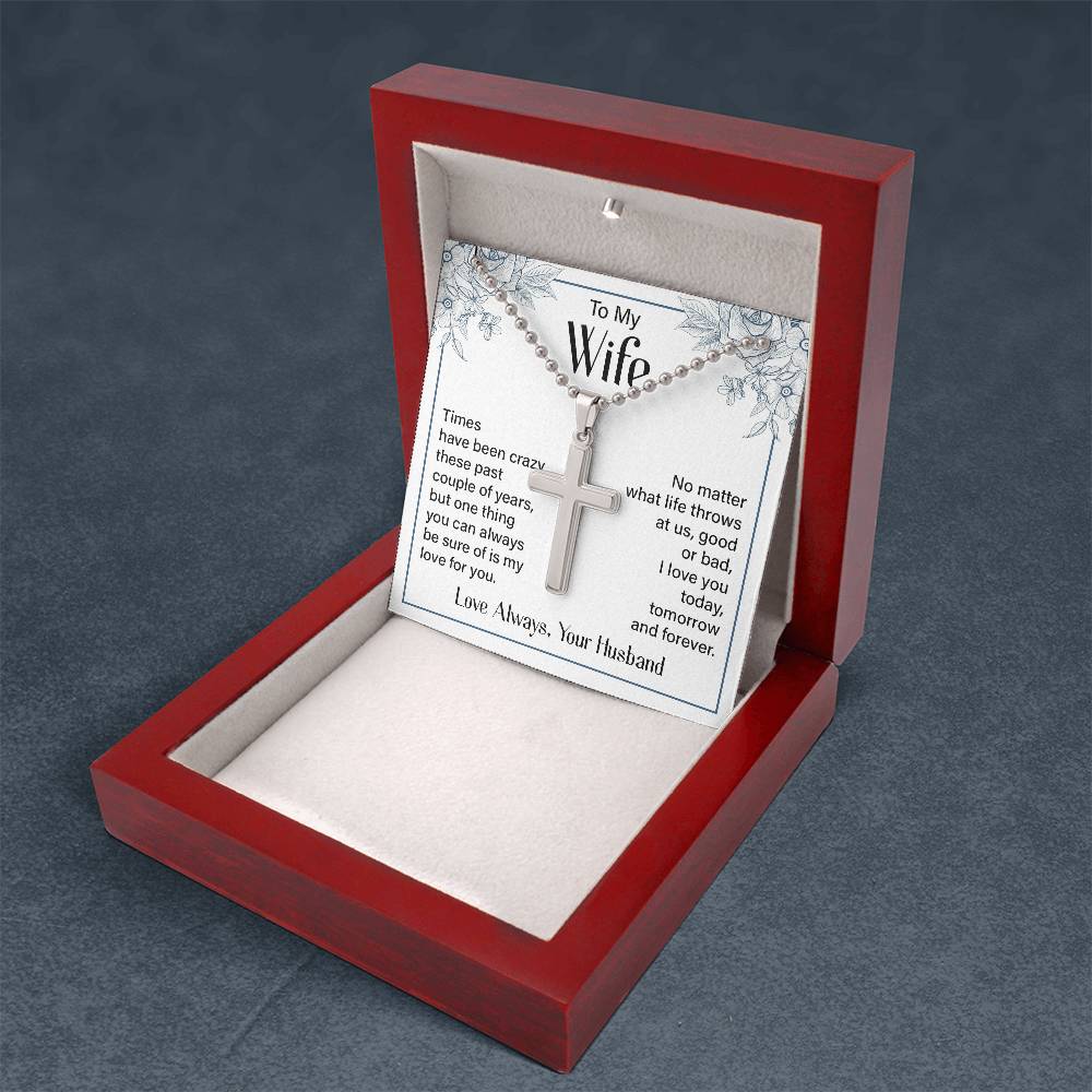 Artisan Cross Necklace with Ball Chain