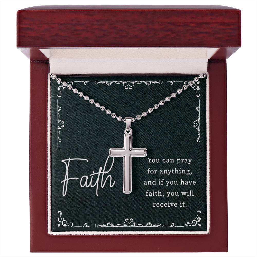 Artisan Cross Necklace with Ball Chain