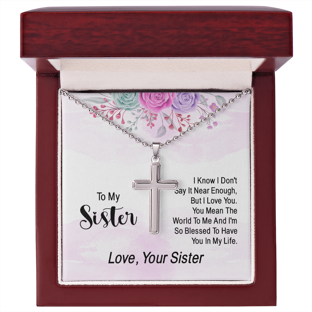 Artisan Cross Necklace with Ball Chain