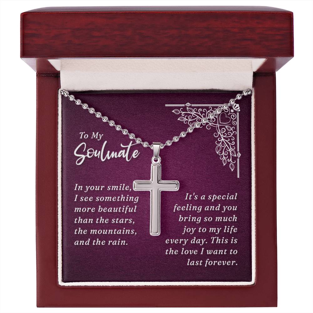 Artisan Cross Necklace with Ball Chain