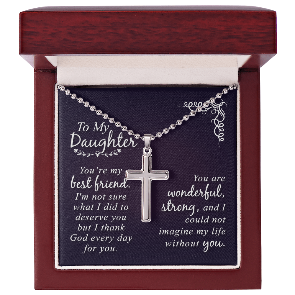 Artisan Cross Necklace with Ball Chain