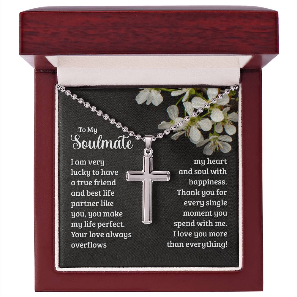 Artisan Cross Necklace with Ball Chain