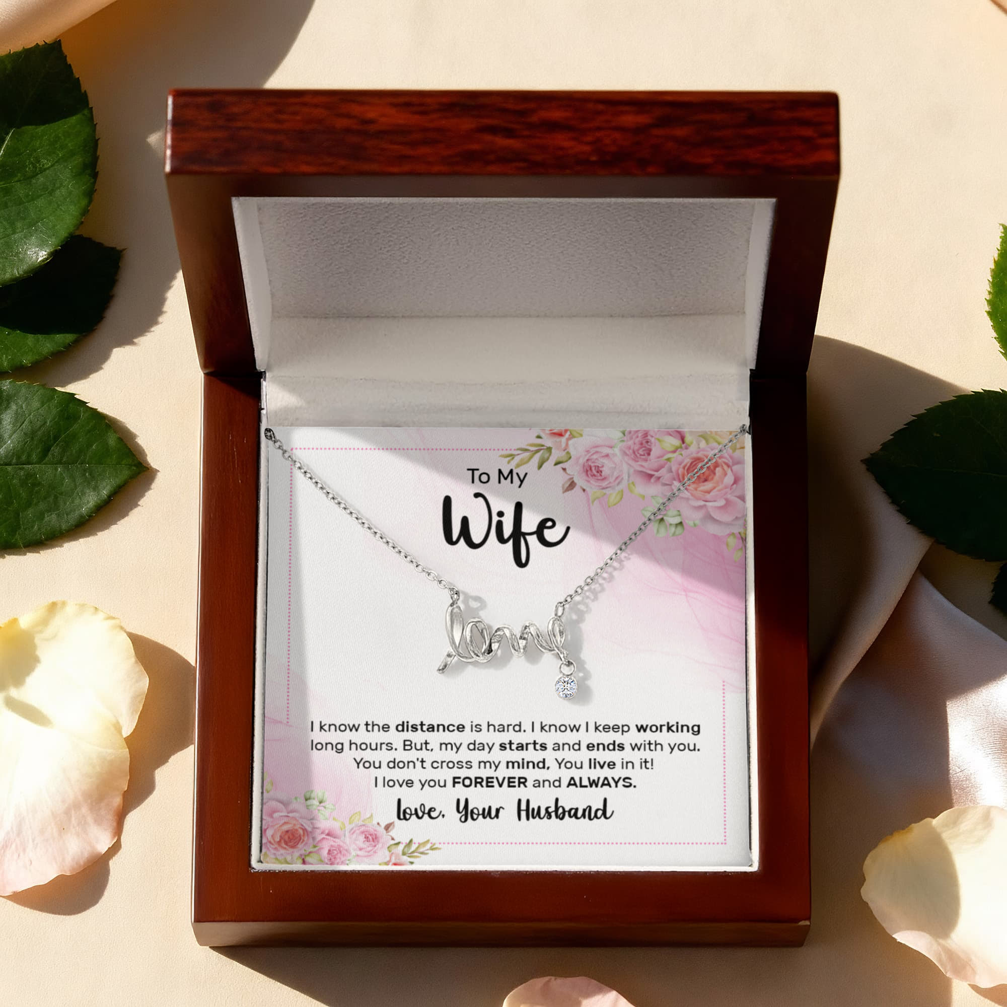 To My Wife Forever and Always Scripted Love Necklace