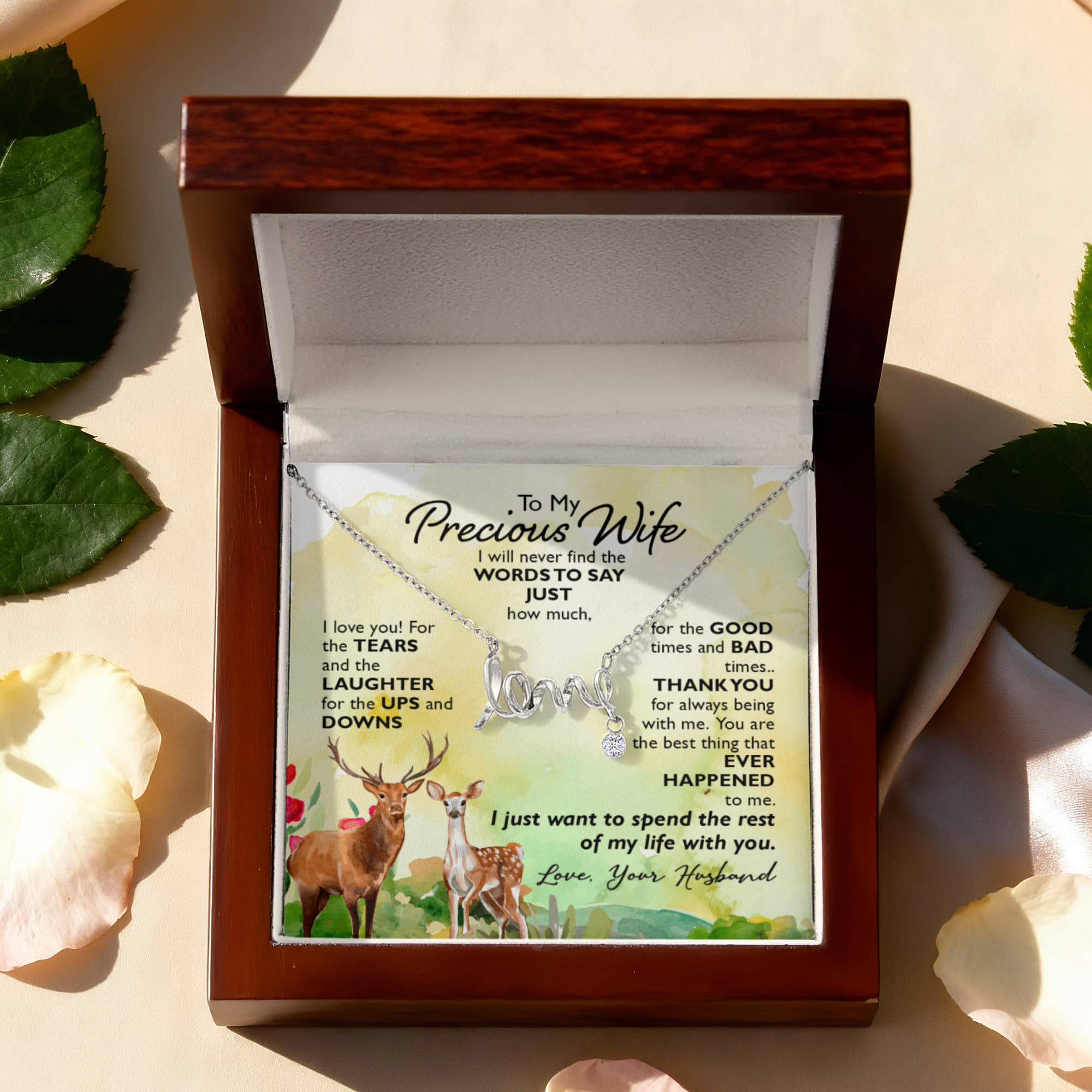 To My Precious Wife Rest of My Life Scripted Love Necklace