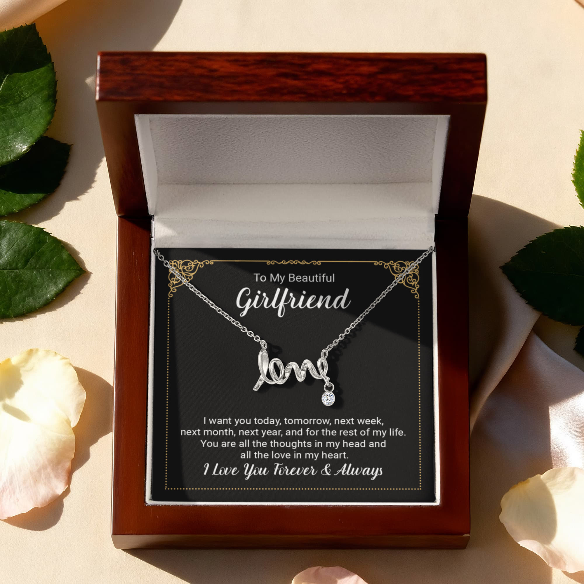 To My Beautiful Girlfriend - Scripted Love Necklace