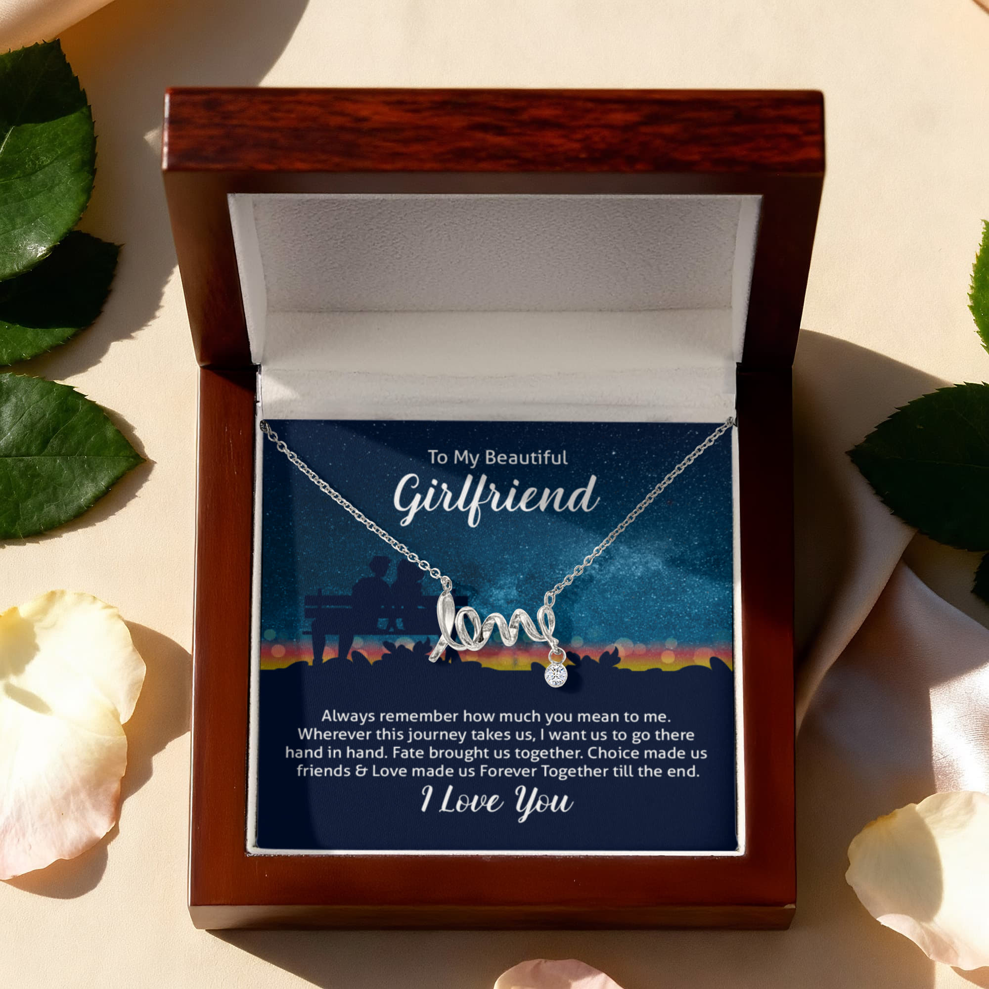 To My Beautiful Girlfriend Forever Together Scripted Love Necklace