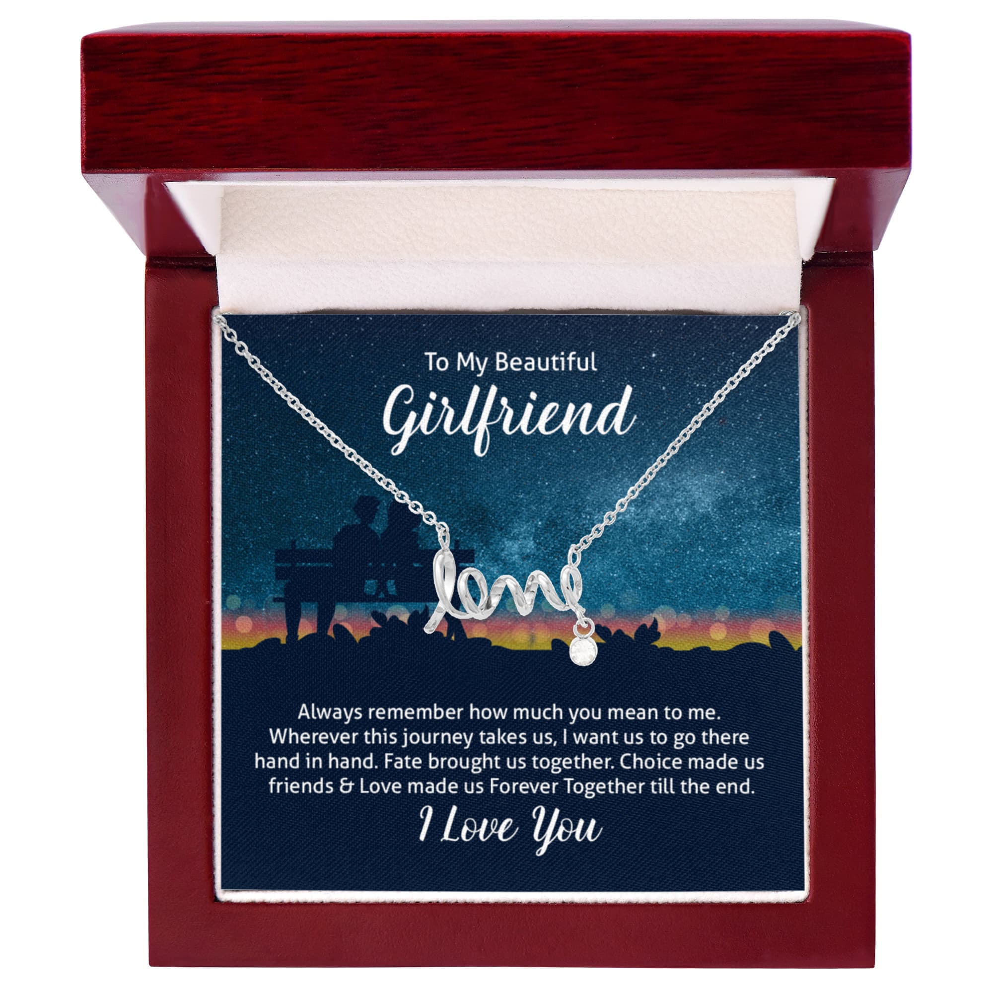 To My Beautiful Girlfriend Forever Together Scripted Love Necklace