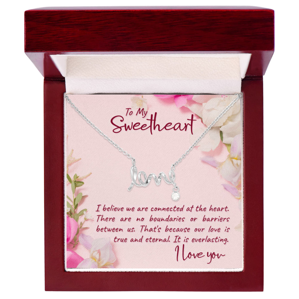 To My Sweetheart Connected at the Heart Scripted Love Necklace