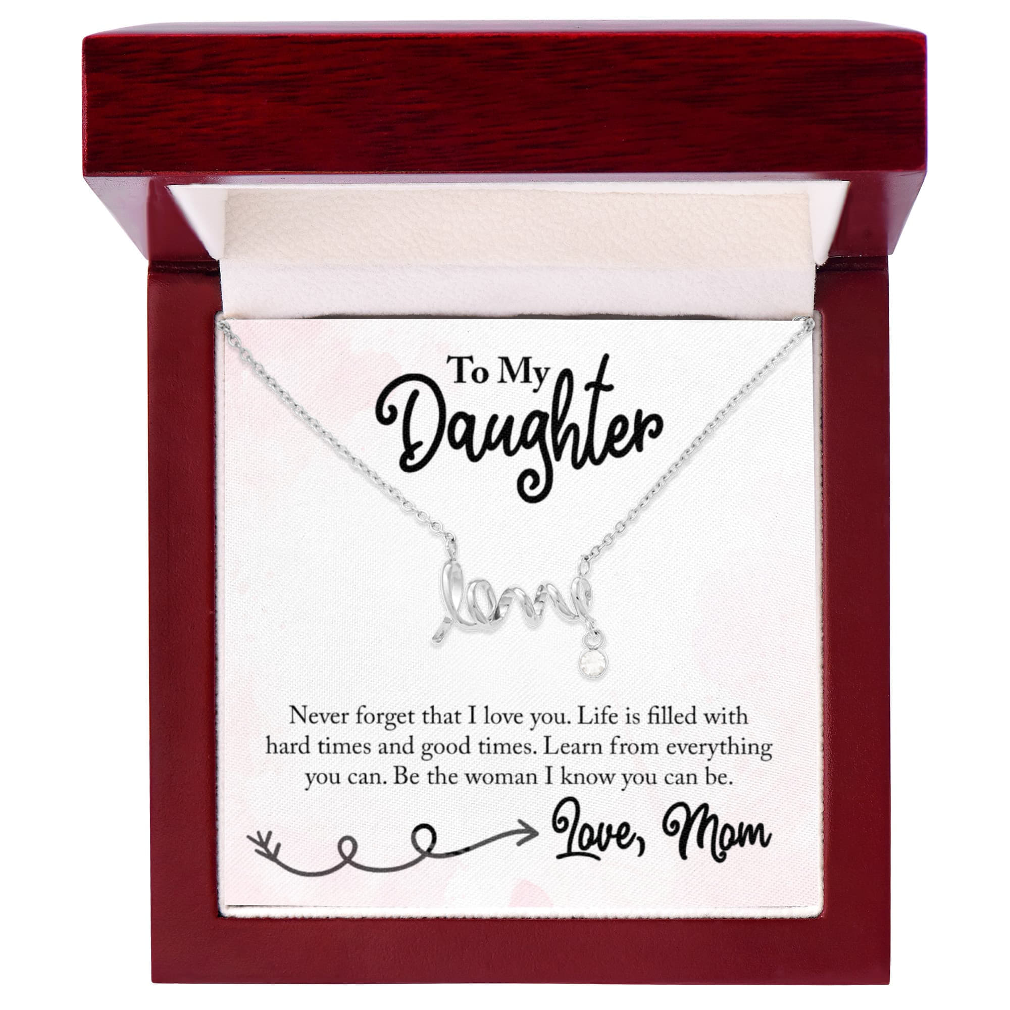 To My Daughter Love Mom - Scripted Love Necklace
