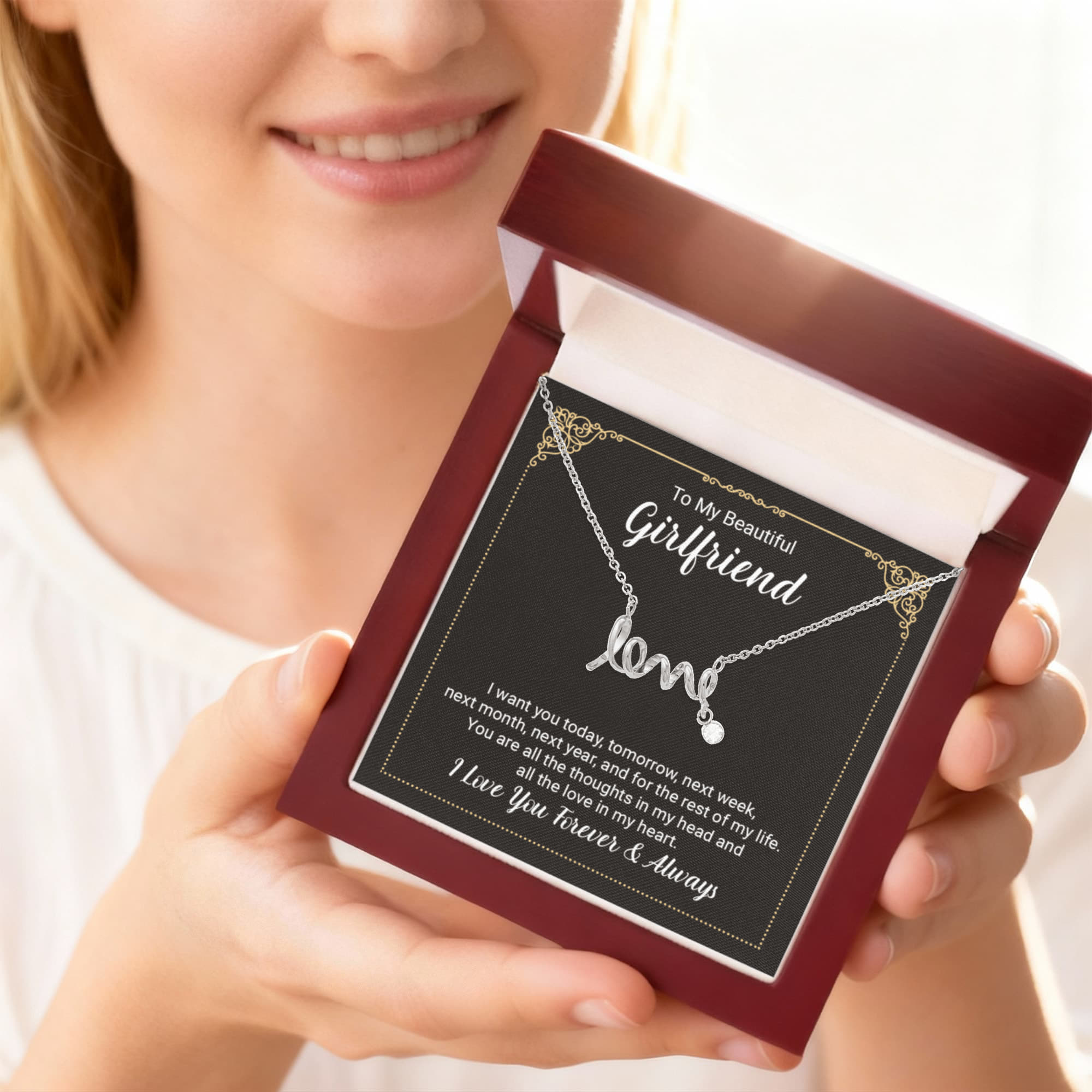 To My Beautiful Girlfriend - Scripted Love Necklace