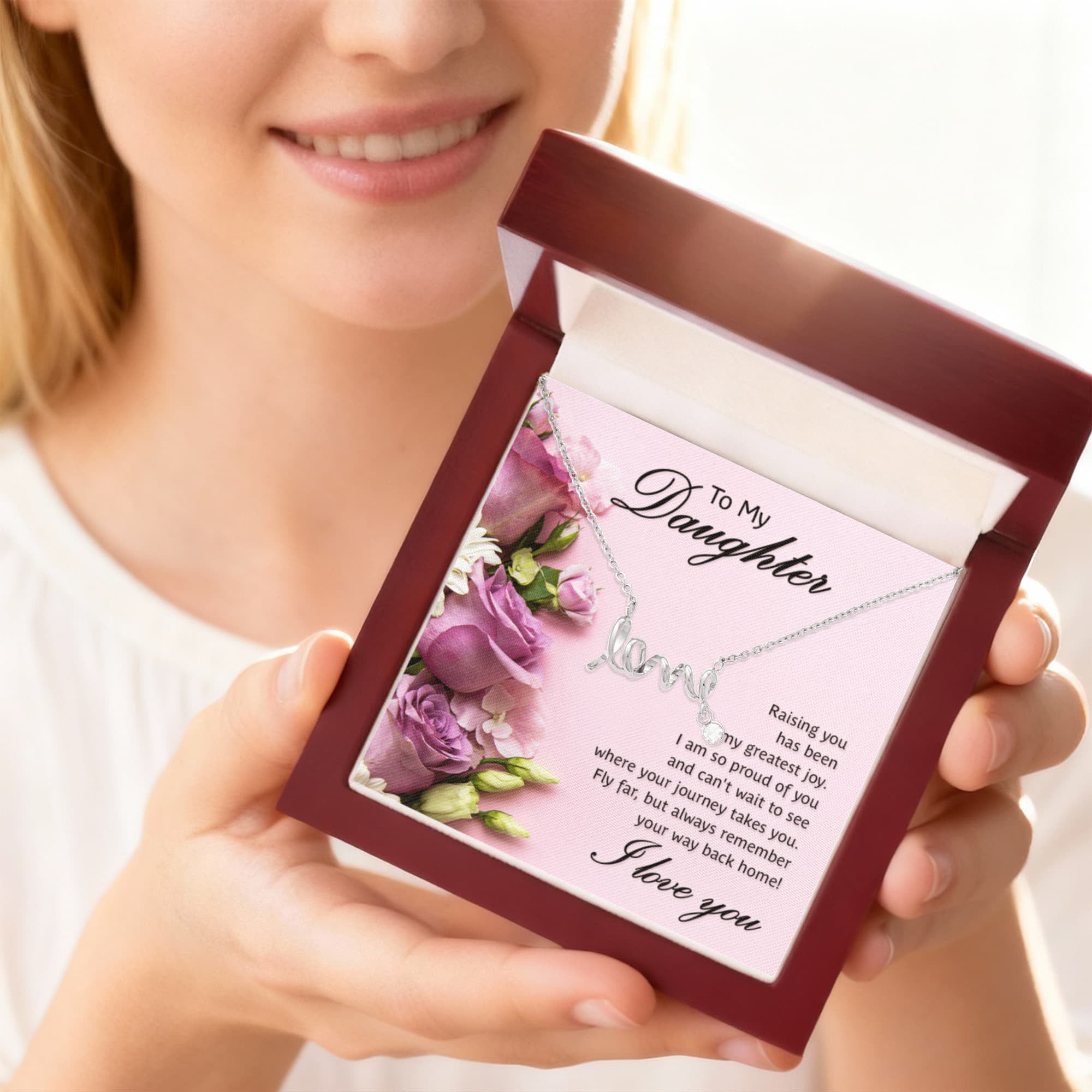 To My Daughter Greatest Joy Scripted Love Necklace