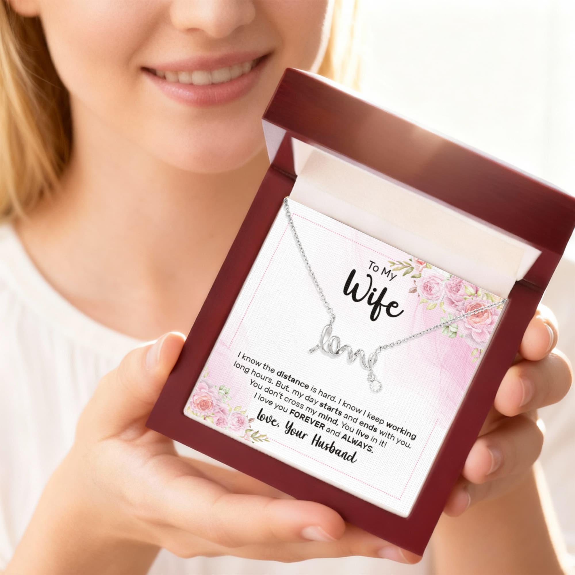To My Wife Forever and Always Scripted Love Necklace