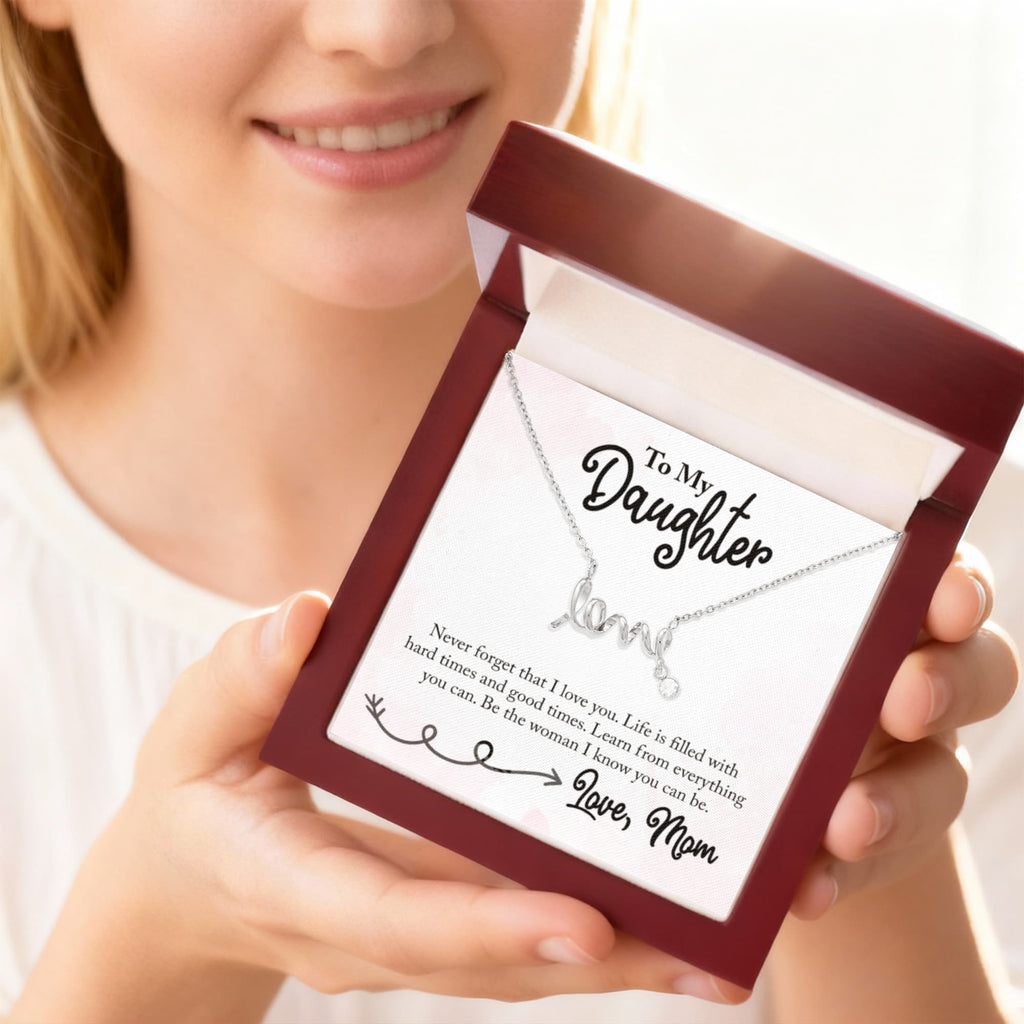To My Daughter Love Mom - Scripted Love Necklace