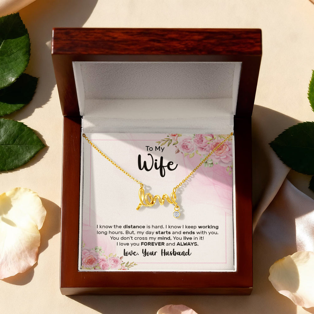 To My Wife Forever and Always Scripted Love Necklace