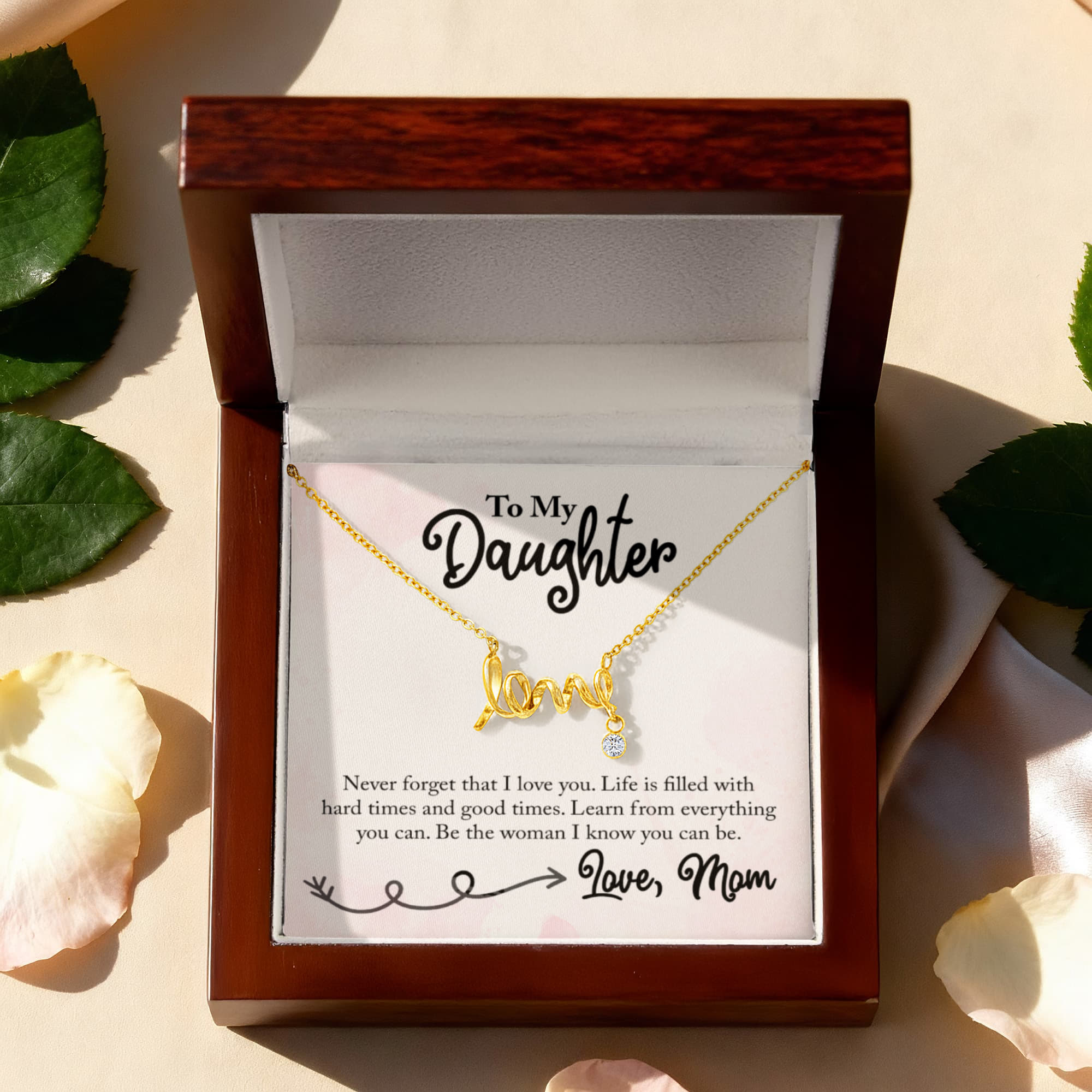 To My Daughter Love Mom - Scripted Love Necklace