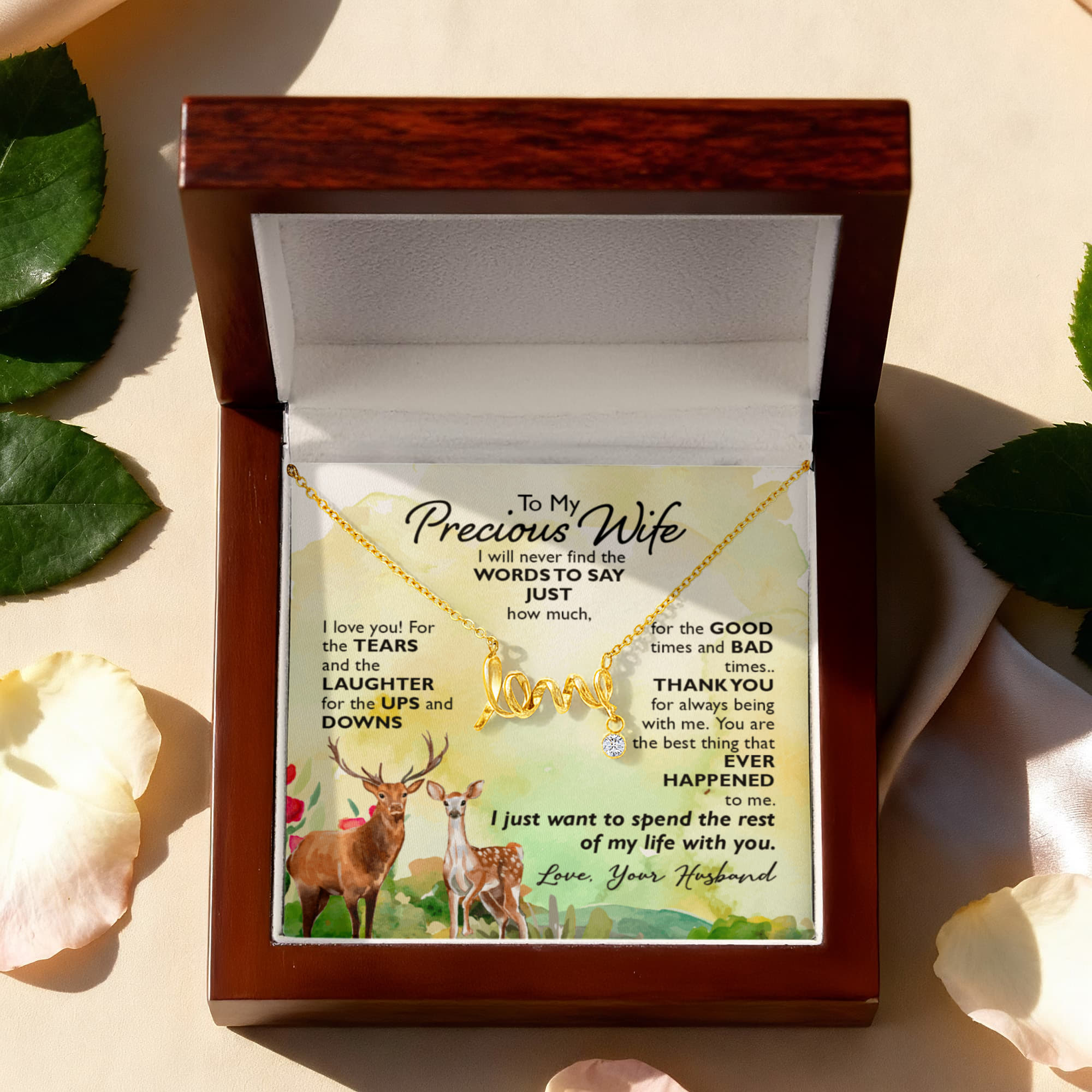 To My Precious Wife Rest of My Life Scripted Love Necklace