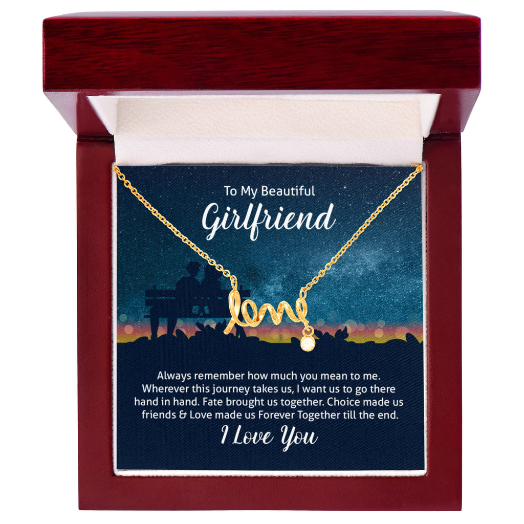 To My Beautiful Girlfriend Forever Together Scripted Love Necklace
