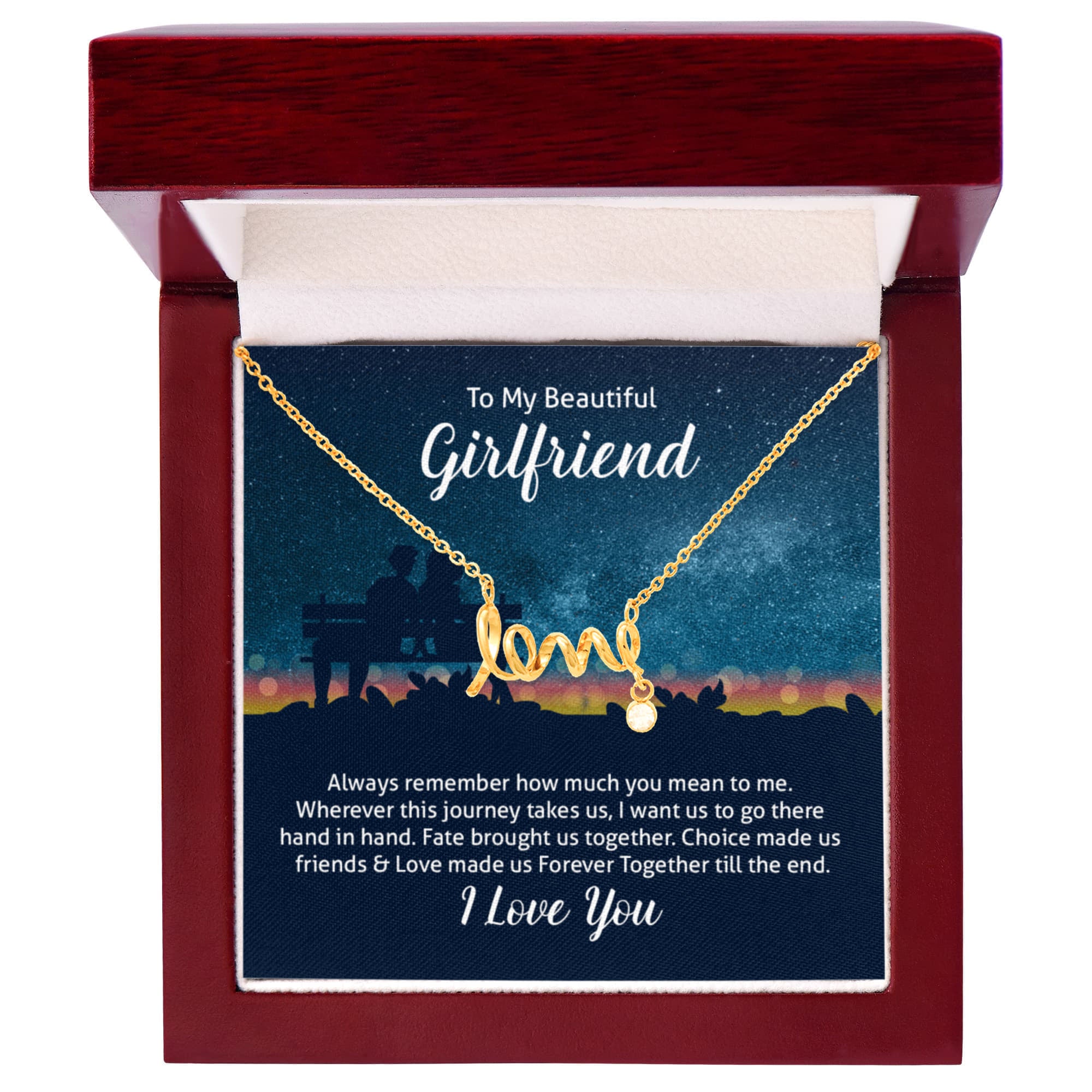To My Beautiful Girlfriend Forever Together Scripted Love Necklace