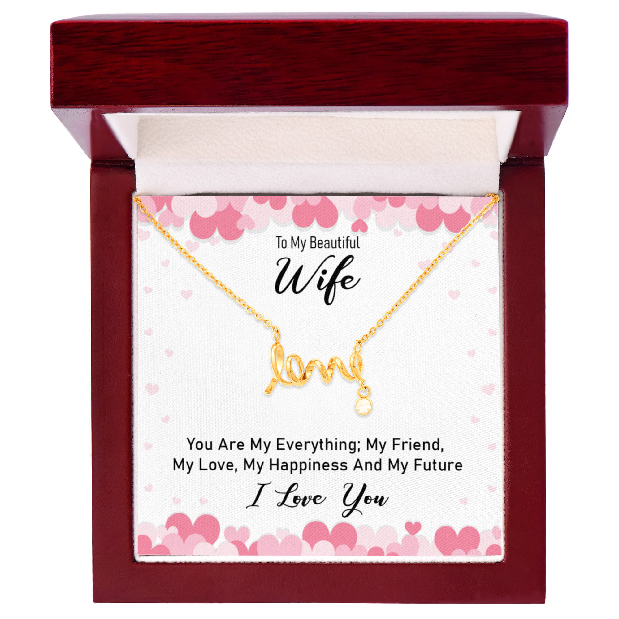 To My Beautiful Wife My Everything Scripted Love Necklace