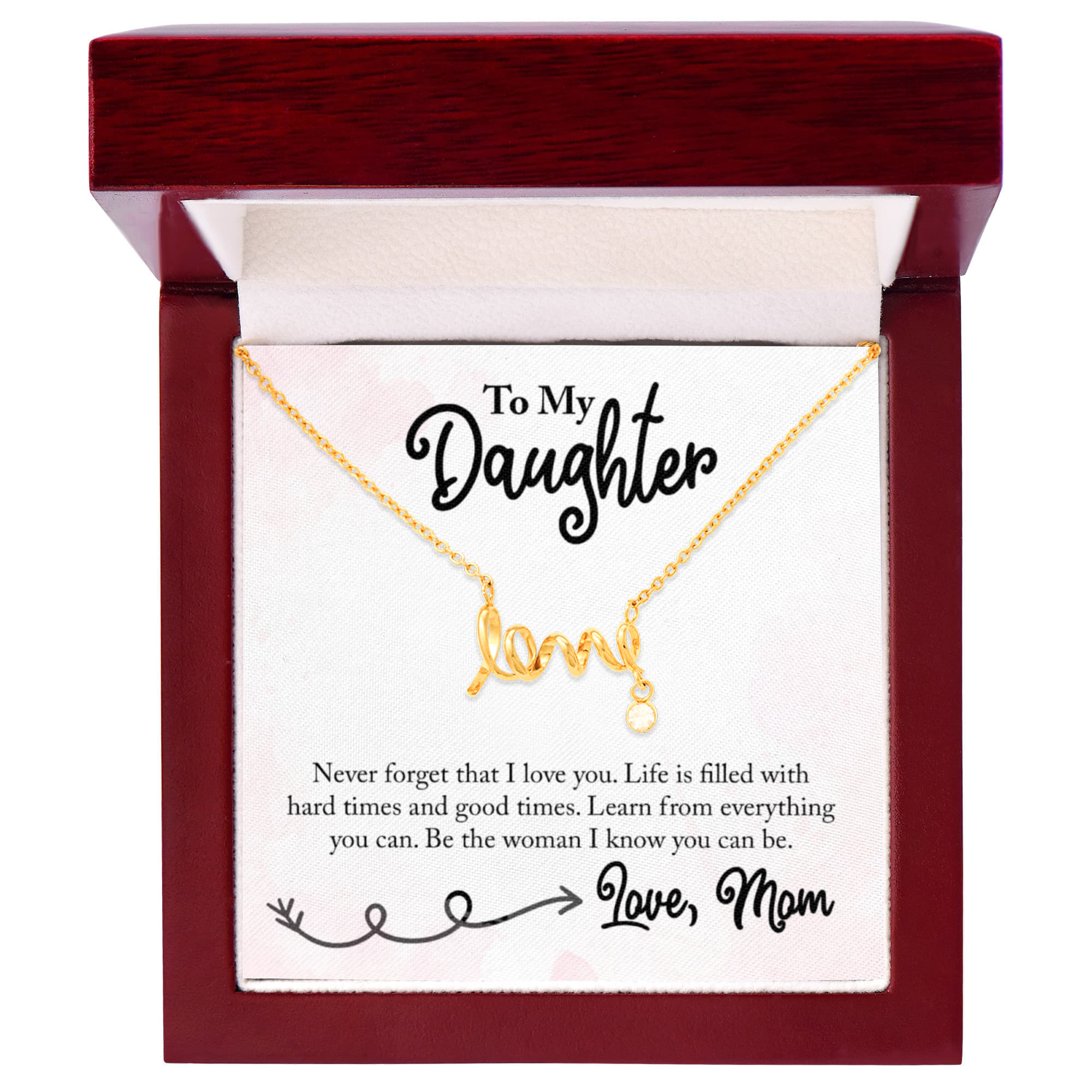 To My Daughter Love Mom - Scripted Love Necklace