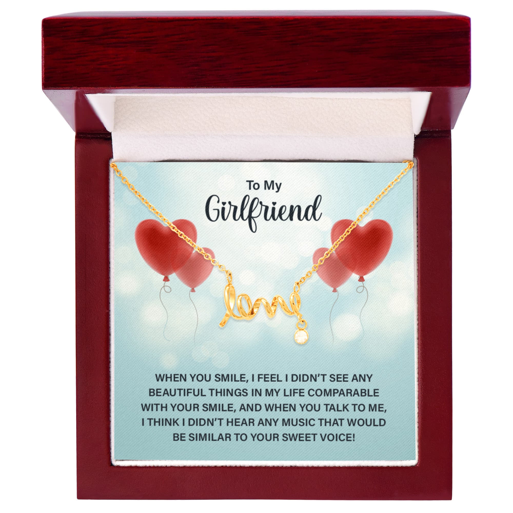 To My Girlfriend Beautiful Smile Sweet Voice Scripted Love Necklace