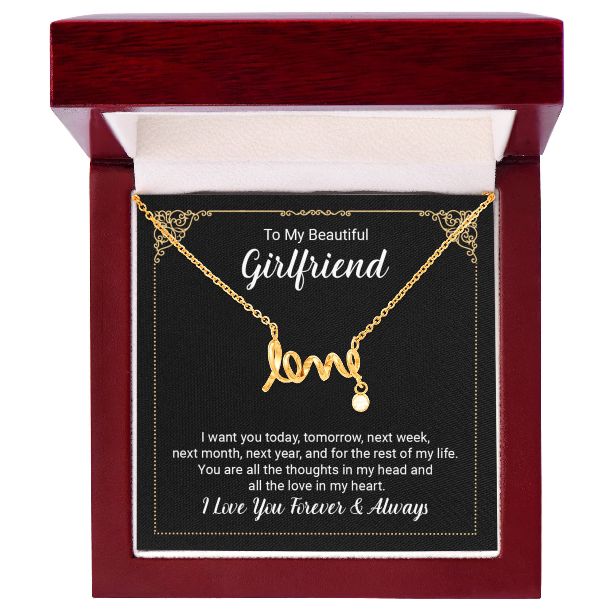 To My Beautiful Girlfriend - Scripted Love Necklace