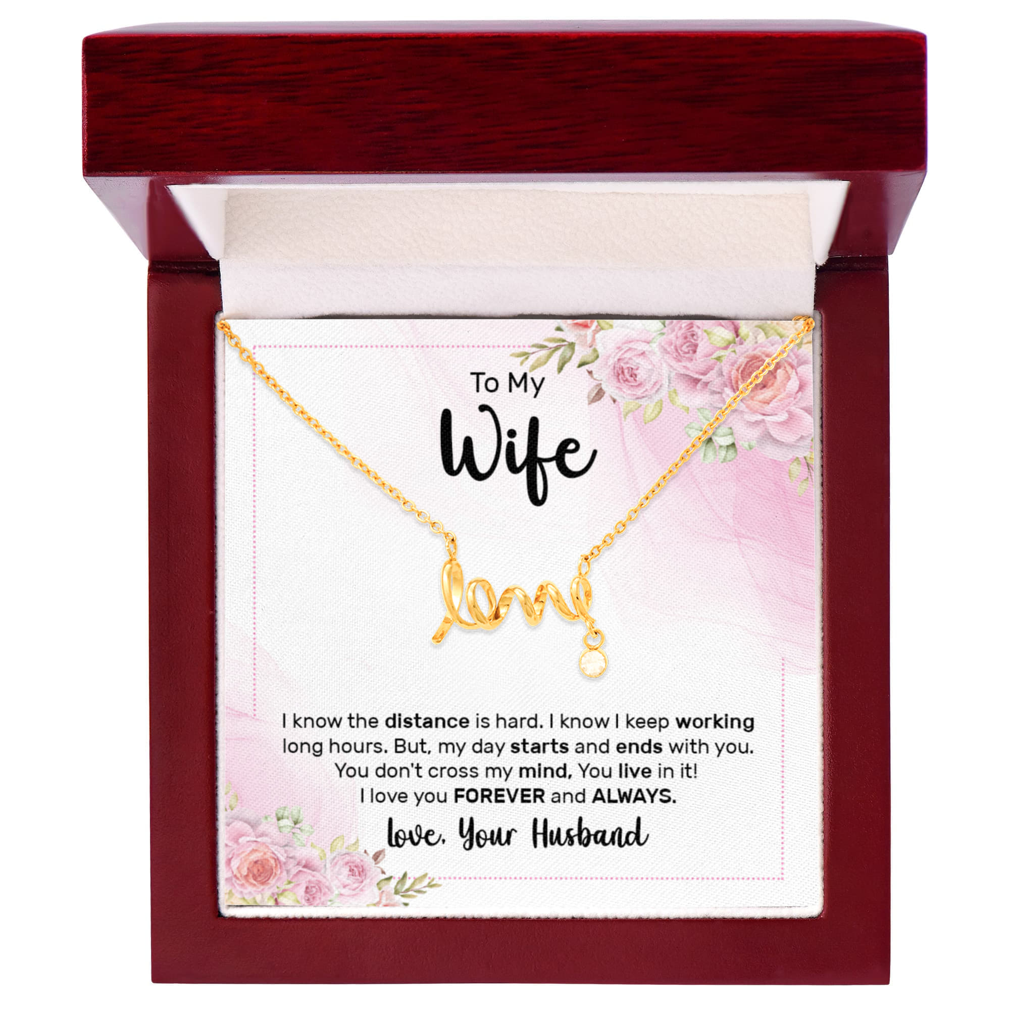 To My Wife Forever and Always Scripted Love Necklace
