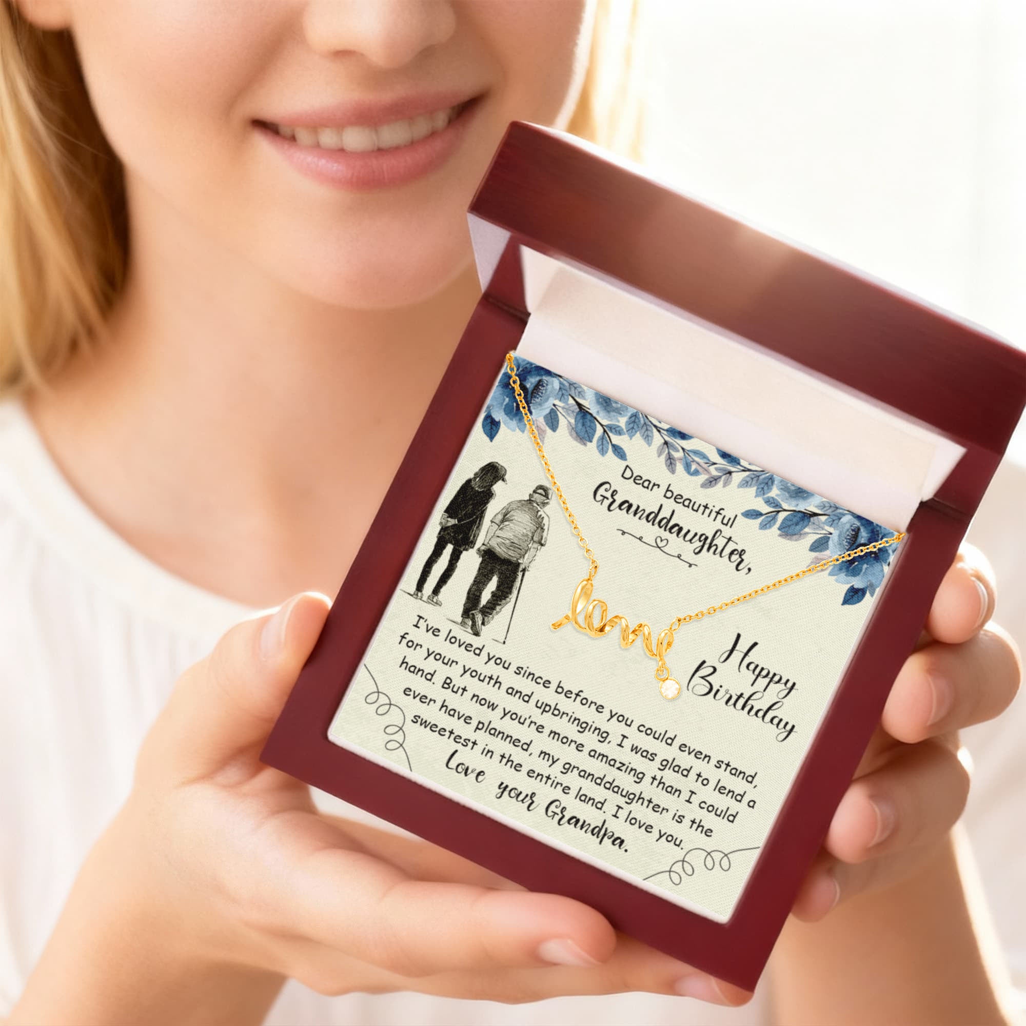 Dear Beautiful Granddaughter - Scripted Love Necklace