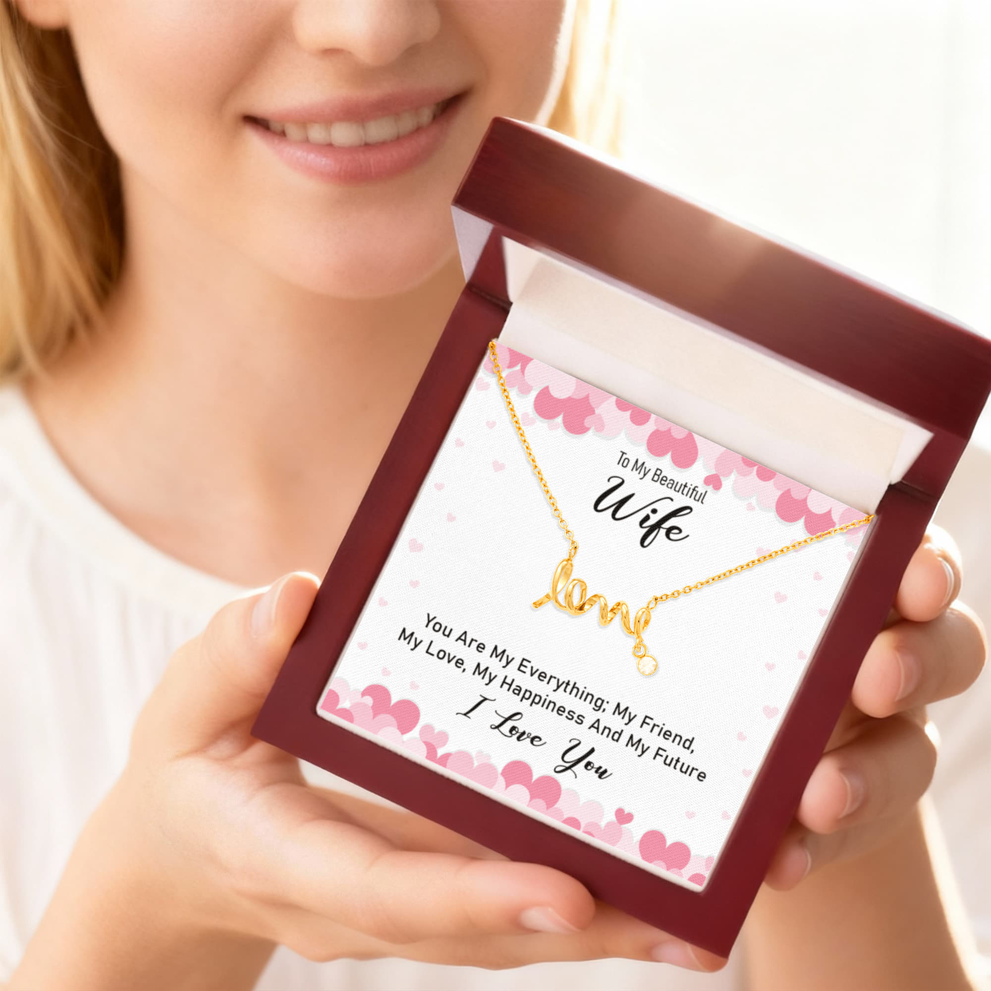 To My Beautiful Wife My Everything Scripted Love Necklace