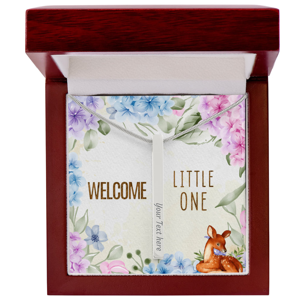 Welcome Little One Personalised 4-Sided Engraved Stick Necklace