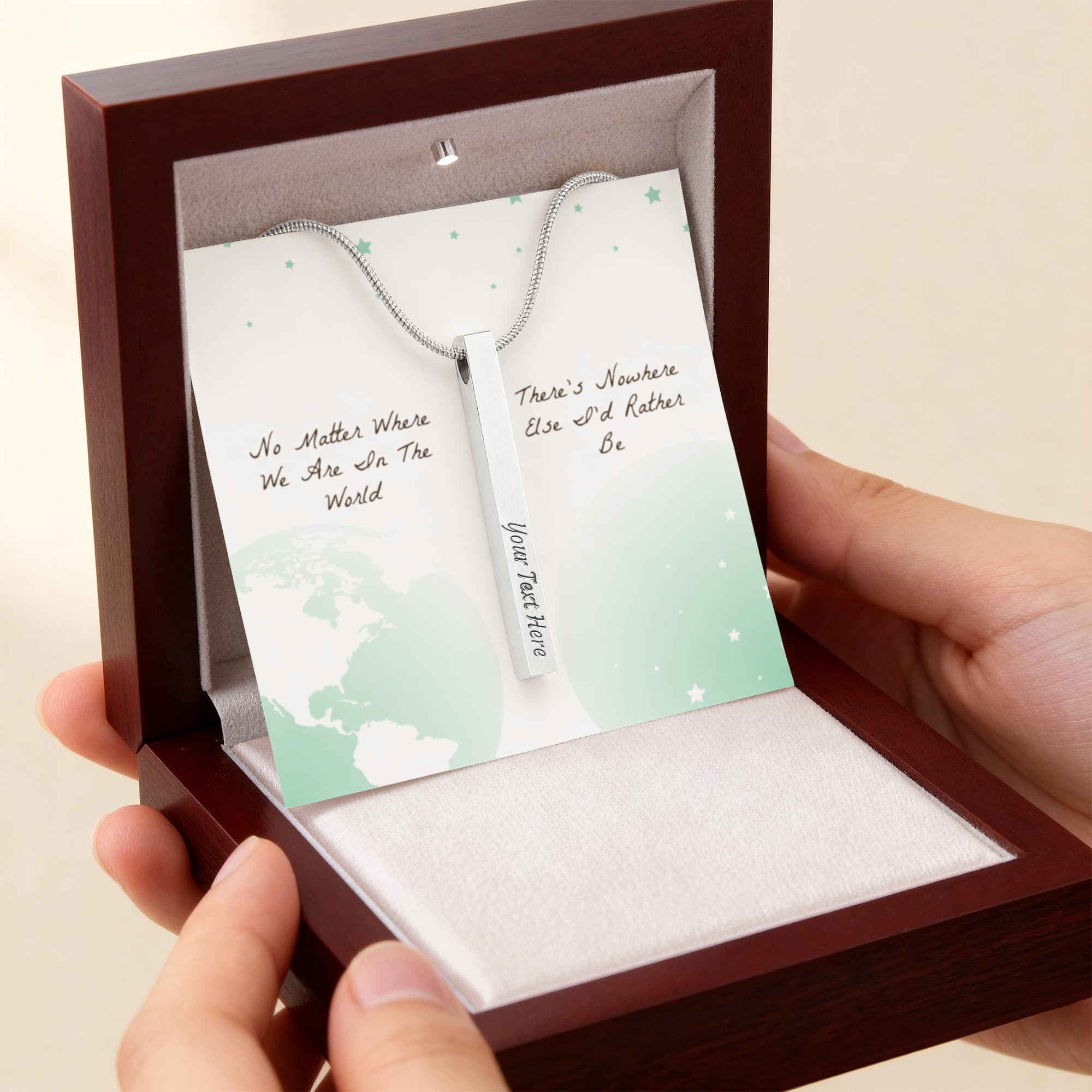 There’s Nowhere I’d Rather Be 4-Sided Engraved Stick Necklace