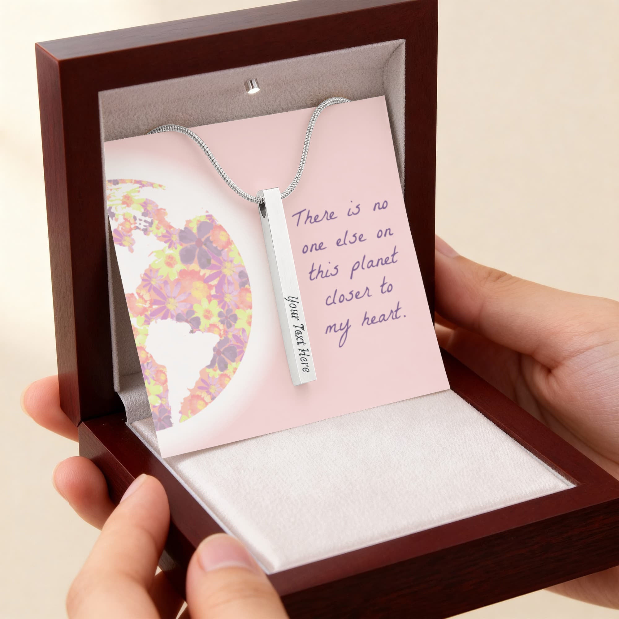 Closer to My Heart 4-Sided Engraved Stick Necklace
