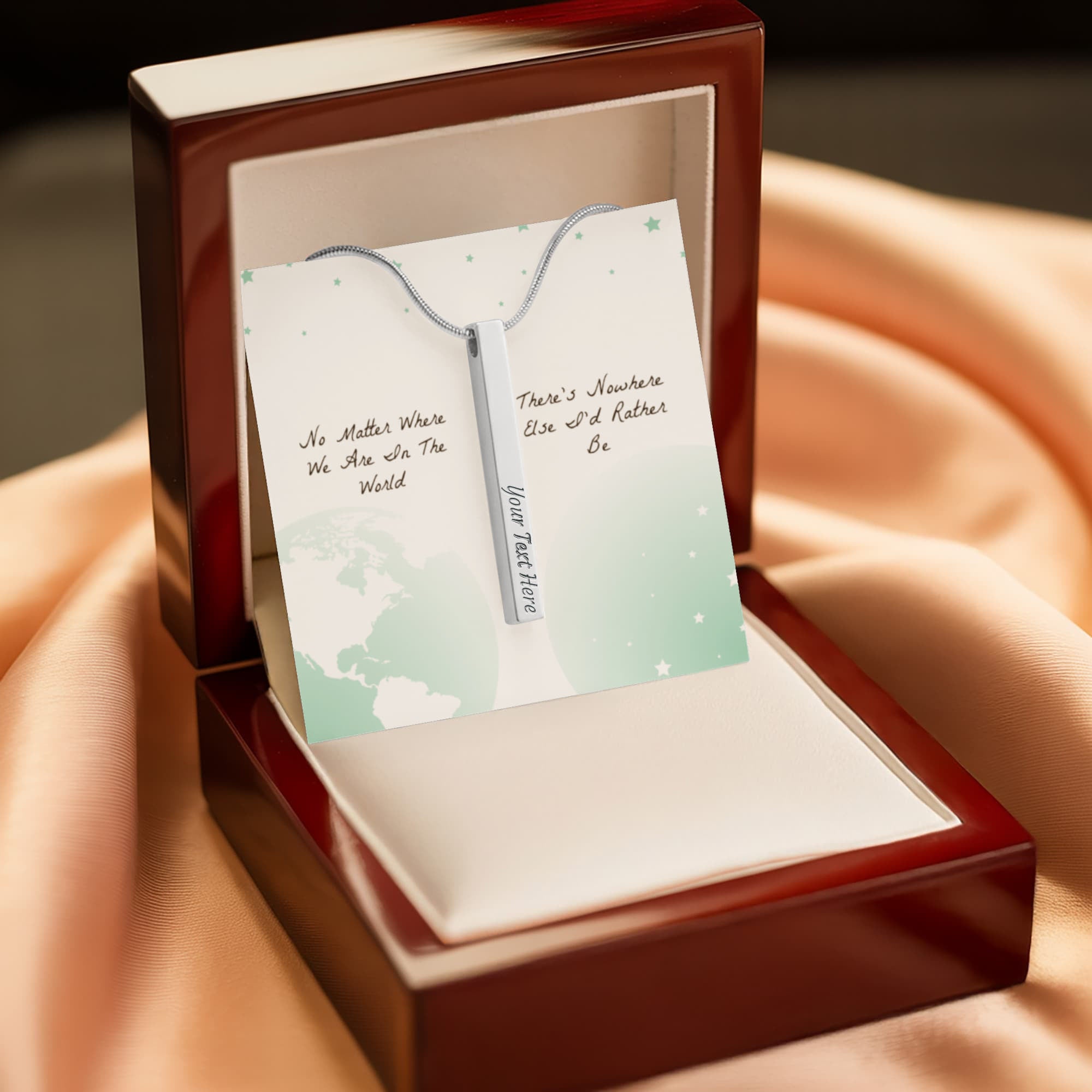 There’s Nowhere I’d Rather Be 4-Sided Engraved Stick Necklace