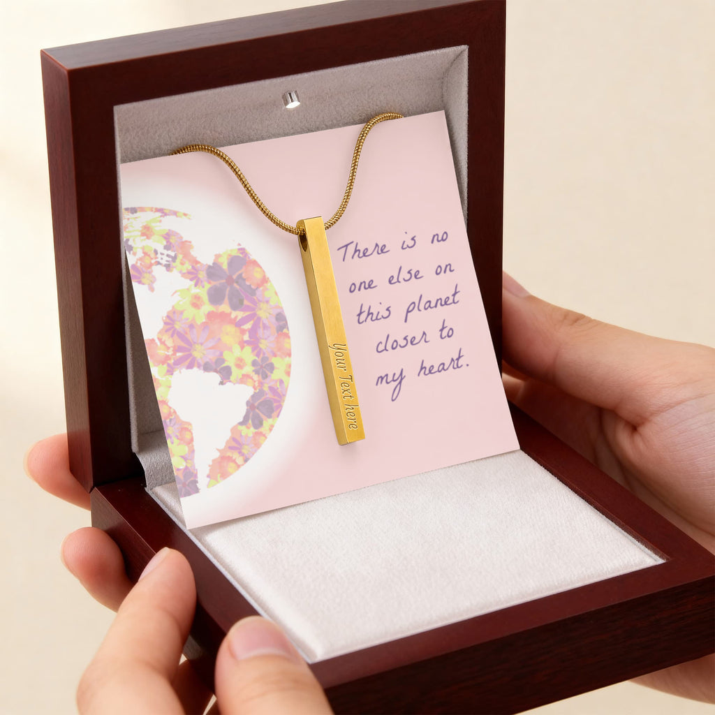 Closer to My Heart 4-Sided Engraved Stick Necklace