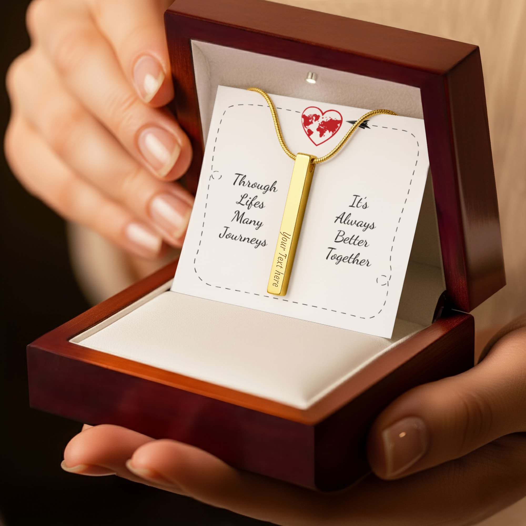 Always Better Together 4-Sided Engraved Stick Necklace