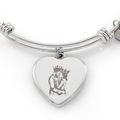 King and Queen Couple Engraved Heart Bangle