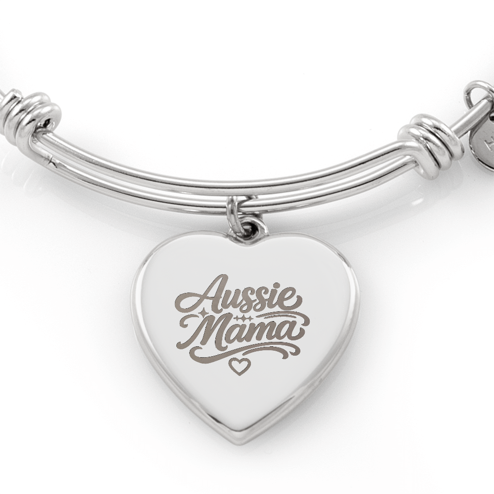 Aussie Mama Luxury Heart Bangle with Engraving