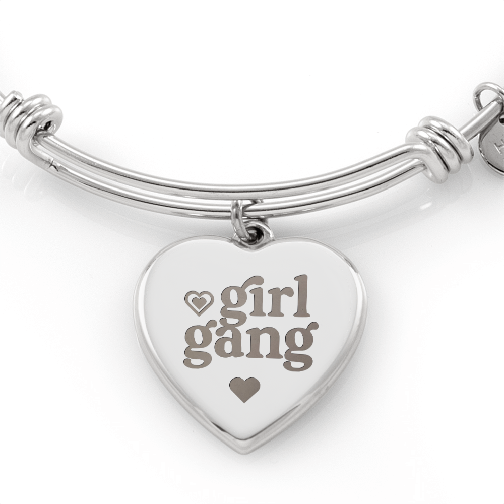 Girl Gang Engraved Heart Bangle