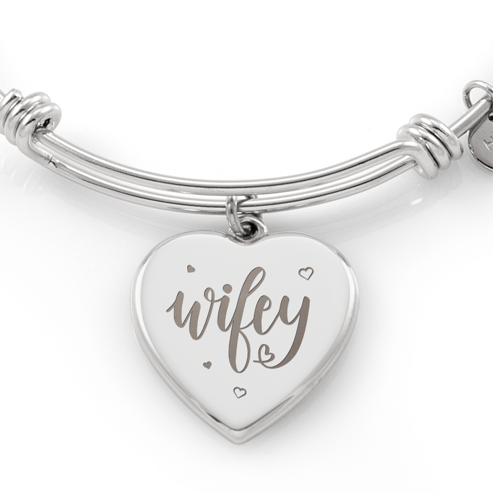 Wifey Engraved Heart Bangle
