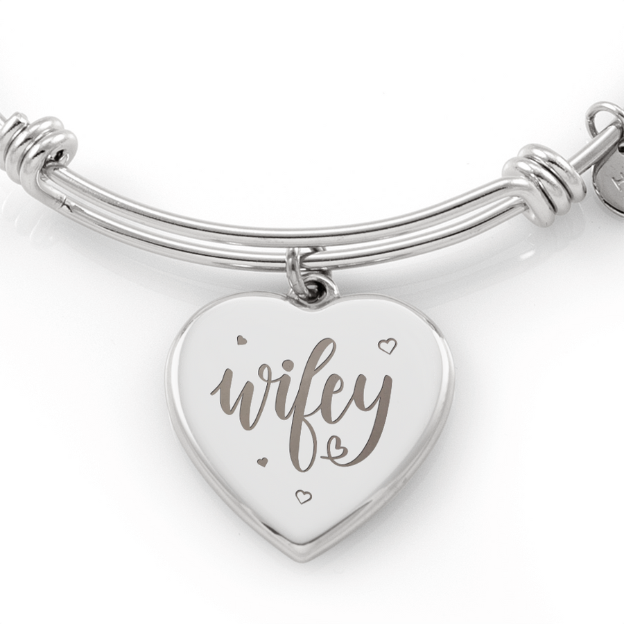 Wifey Engraved Heart Bangle